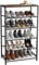 HOME BI 6-Tier Industrial Shoe Rack, Metal Shoe Storage Organizer Shelves with Stable Metal Frame, Shoe Organizer for Closet, Hallway, Entryway, Living Room,Rustic Brown