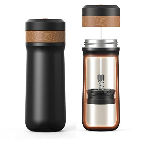 BENFUCHEN Classic Travel Coffee Press Mug 12 oz mit Trageschlaufe, French Press Coffee Maker aus Edelstahl, BPA-frei, ideal für Camping und Reisen, spülmaschinenfest