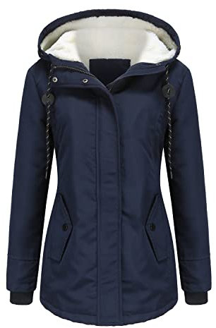 JMKEY Cappotti invernali da donna giacca calda con cappuccio in pile a maniche lunghe in pile imbottito con zip parka, Stile 6, XL
