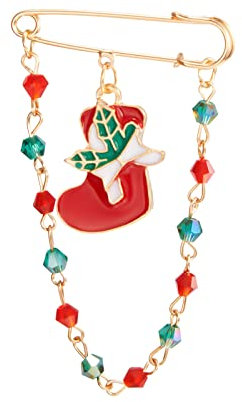 Weihnachtsbrosche Weihnachtsmann Schneemann Weihnachtsbaum mit Quaste Kette Emaille Anstecknadeln Weihnachtsschmuck Geschenk für Frauen Mädchen Brosche Hutnadeln (D, One Size)