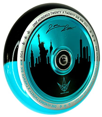 Blunt Hollow Core Stunt-Scooter Wheel Park I Trick I Tret I Roller I Ersatz I Rad I Rolle IAluminiumI Abec 9 Kugellager I Freestyle I+Fantic26 Sticker (Türkis/Schwarz (Jon Reyes Signature), 120mm)