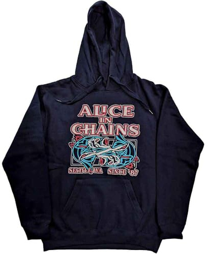 Alice in Chains Totem Fish Band Official Logo Unisex Hooded Sweatshirt Navy