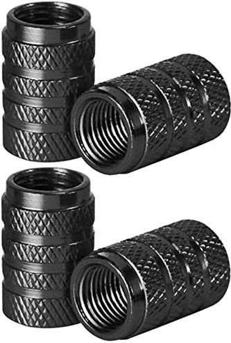 Haedot® 4 x Reifenventilkappen, universelle Aluminium-Reifenventilkappe, staubdichte Ventilabdeckung für Autos, SUVs, Fahrrad und Fahrrad, LKW, Motorräder (schwarz)