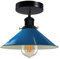 LEDSone Moderne Unterputz-Deckenleuchten aus Metall, LED-Leuchten, halbbündige Pendelleuchte, Metall-Kronleuchter, 22 cm kegelförmiger Lampenschirm, für Flur, Wohnzimmer (Blau)