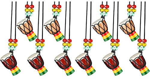 VENYAA 10 Stück Instrument Halsketten Djembe Trommel Mini Anhänger afrikanische Trommel Halskette Trommeln und Percussion