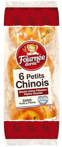 Fournée Dorée Petits Chinois: Pains au Chocolat à la Texture Fondante - 300g, pour un Petit-Déjeuner Gourmand! - Le Lot De 4