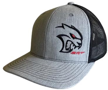 DODGE SRT Hellcat Redeye Premium Snapback Trucker Hat Heather Grey/Black, Heather Grey/Black, L