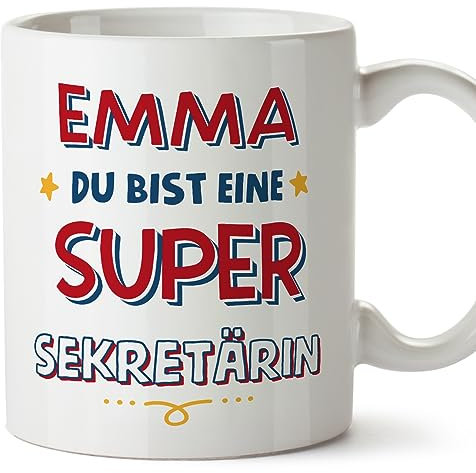 Mugffins Tassen Personalisierten für SEKRETÄRIN Frau - Auf Deutsch - Du Bist Super - 11 oz / 330 ml - Individuell Anpassbar Geschenk Mitarbeiter