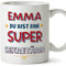 Mugffins Tassen Personalisierten für SEKRETÄRIN Frau - Auf Deutsch - Du Bist Super - 11 oz / 330 ml - Individuell Anpassbar Geschenk Mitarbeiter