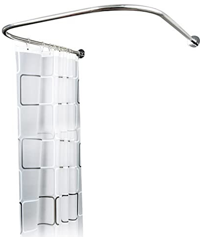 Tringle à rideau de douche rétractable en acier inoxydable avec rideau de douche en U pour salle de bain, toilettes, vestiaires, fenêtres, balcons