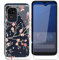WXPPJ Case for Doro 8200 (6.10 inches), Transparent Silicone Mobile Phone Case Shockproof Scratch-Resistant Protective Cover Soft TPU Case + 9H Hardness Glass Screen Protector for Doro 8200 - Flower