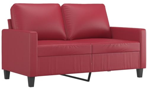 vidaXL Sofa 2-Sitzer, Loungesofa Couch mit Armlehnen Rückenkissen, Wohnzimmersofa Designsofa Metallgestell, Sitzmöbel Zweisitzer, Modern, Weinrot Kunstleder