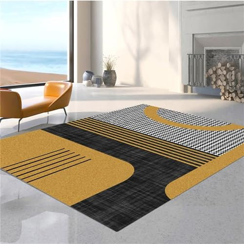 AU-OZNER Teppich Wohnzimmer modern Gelber Teppich, lichtbeständiger, staubdichter und ermüdungsfreier Badezimmertürteppichwohnzimmerteppich,Gelb,50x80cm