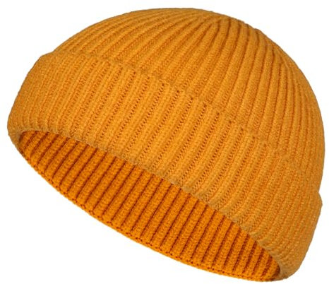 TSKNOMO Woll Fischermütze für den Winter, Trawler-Beanie, Kurze Strickmütze für Männer und Frauen