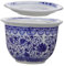 Toddmomy Pot De Fleurs en Porcelaine Bleu Et Blanc Cache-Pot en Céramique Pots De Fleurs en Porcelaine Bleu Et Pots De Plantes en Poterie Jardinière Ronde Bassin Aux Nénuphars Bureau Ménage