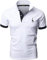 GNRSPTY Poloshirt Herren Kurzarm Polohemd Giraffe Stickerei Einfarbig T-Shirt M-3XL,Weiß,M