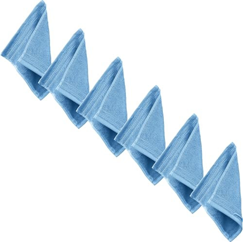 Erwin Müller Seiftuch Heidelberg 6er- Pack, 100% Baumwolle hellblau Größe 30x30 cm - weiche Qualität, saugstark und strapazierfähig - praktisch durch Schlaufe