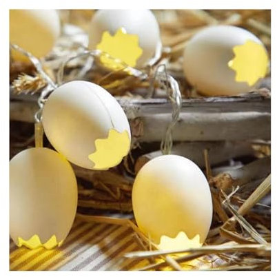 Auferstehungsfest Lampe Schmuck 3D Riesenei Auferstehungsfest Osterei Fee Schnur Dekoration Dekoration Geeignet für Innen- Außen Schlafzimmer Auferstehung Weihnachtsbeleuchtung (T2-Yellow, One Size)