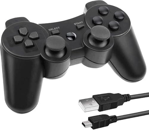 Lunriwis Controller Senza Fili Bluetooth per PS3 - Doppia Vibrazione, Ricaricabile, Gamepad Joystick