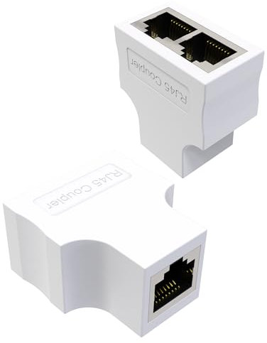 VANDESAIL LAN Splitter 1 Auf 2, RJ45 Splitter LAN Switch 2Port, 2 Pack LAN Splitter & Verteiler Ethernet Splitter Netzwerk Verlängerungen Adapter weiß
