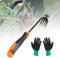 HEDMON Arrache Mauvaise Herbe 4 Dents Desherbeur Manuel Polyvalent Desherbeur Mauvaise Herbe Outil avec Poignée Désherbeurs Manuels pour éliminer Les Mauvaises Herbes du Jardin(avec des Gants)