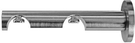 BASIT Wandträger für Gardinenstangen zweiläufig Edelstahl Look I Innenlauf Gardinenstangen Träger 16mm Wandbefestigung I Gardinenstangen Halterung Vorhangstange H80