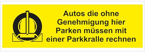 Indigos UG Aufkleber Auto Parkkralle - 594x210 - Hotel, Firma, Schutz, KITA, Arzt, Praxis, Wohnung - Sicherheit - Warnung