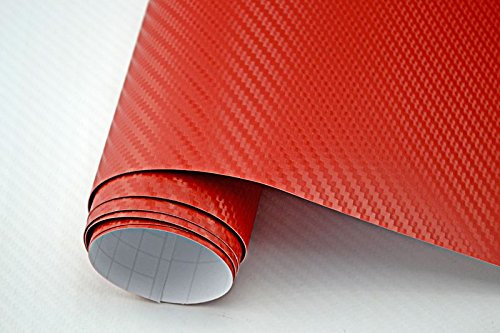 Neoxxim 26,6€/m2 3D Carbon Auto Folie rot 30 x 150 cm Lackfolie Car Wrapping Lackschutzfolie blasenfrei flexibel