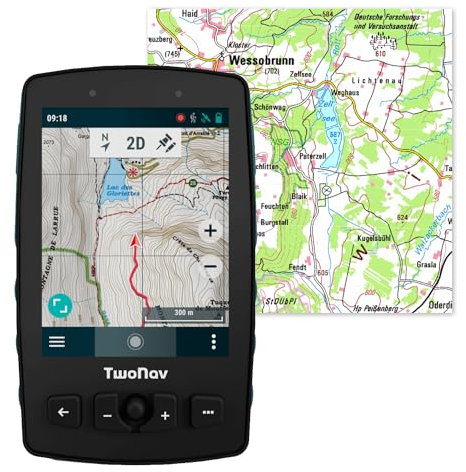 TwoNav Aventura 2 Plus + Komplette Deutschland Topo Karte, Outdoor Handheld-GPS mit 3,7-Zoll-Breitbild, Tasten und Joystick für Bergsteigen, Trekking, Wandern. Farbe Türkis