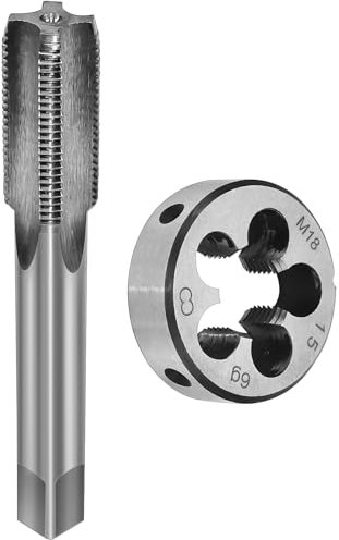 HEKOBAG 2 Stück Gewindebohrer M18 x 1,5 Gewindeschneider Schneideisen M18 Gewindeschneideisen Gewindeschneider M18 Feingewinde Gewindeschneidbohrer Handgewindebohrer