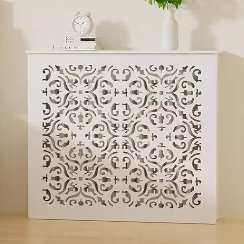 MTSYXYM Heizkörper Abdeckung,MDF Heizkörperverkleidung,Heizungsverkleidung Heizkörperabdeckung,Abgerundete Ecken, hohles Lamellendesign,für Büro Flur Wohnzimmer Schlafzimmer.(L100*H70*T20cm)