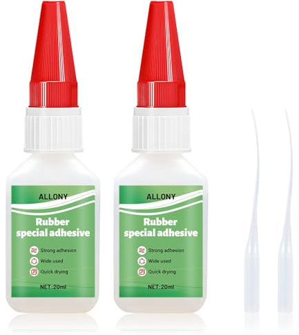 Allony Rubber Glue - Fast Dry Strong Adhesive, Clear Flexible Instant Super Glue for Tire, Boots, Belt, Foam, DIY Craft, Car (20ml*2)