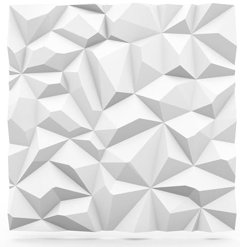 Deccart - 3D Wandpaneele 60x60 cm - Paneele Wand Wall Panels Deko Wandverkleidung Innen Panel Deckenverkleidung Decke Deckenpaneele Platten Styropor EPS-Polystyrol Diamant 2.16 m², 6 Stück, weiß