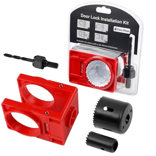 Door Lock Jig,Door Lock Installation Kit,Adjustable Wooden Door Lock Fitting Tool Set For 1-3/8 - 1-3/4 (35mm-43mm) Door Thick
