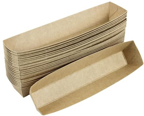 Enpack Snackschale A16S Snackschalen 6x21x4 cm aus Kraftpapier 500 Stück-Einweg Frikandelschale-Pommes-Frites-Trays-Snack Container-Pappschalen-Pappteller-Einweggeschirr Fingerfood