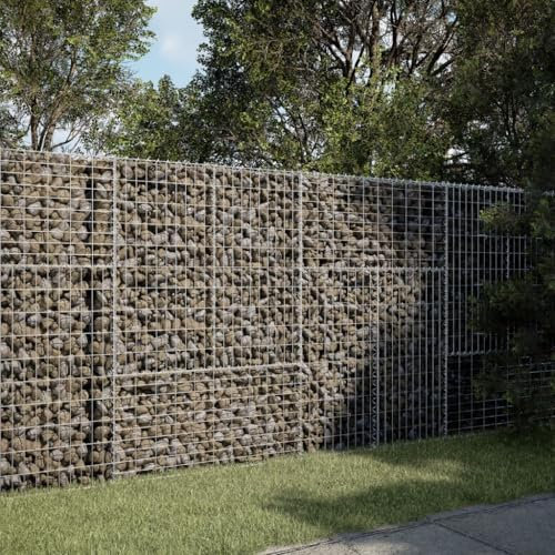 IKAYAA Gaviones de Piedra con Cubierta Muro de Gaviones Muro de Contención de Gaviones Valla de Gaviones Muro de Contención de Piedra 200x50x150 cm