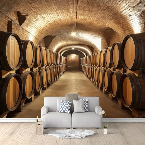 Papier Peint Mural 3D Cave À Vin Italienne De Toscane 200x140 cm Papier Peint Panoramique Poster Tapisserie Photo, Papier Peint intissé pour Chambre Salon Personnalisé Murale Décoration