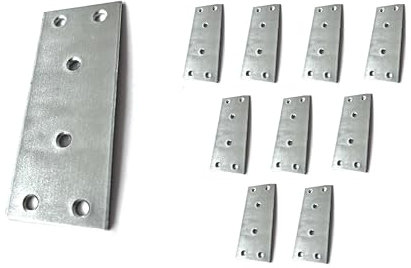 BOLIST 10 Pcs Flat Joining Plates 100 × 40 × 2 mm Galvanized Steel Mending Brackets Heavy Duty Connecting Plates Metal Repair Connectors for Wood Timber Sleeper