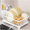 SavvyStor Dish Drainer Rack - Space Saving Dish Rack for Kitchen Counter, Kitchen Dish Drainer with Utensil Holder, Drain Board, White