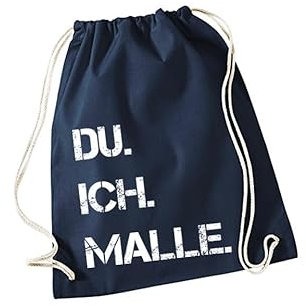 DU. ICH. MALLE. Rucksack oder Jutebeutel Baumwolle Tasche | Festival | Mallorca | Beutel | Junggesellenabschied JGA | Hochzeit | Geburtstag | Urlaub | Ostern (Rucksack, Dunkelblau)