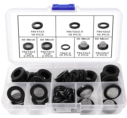 Lyeteung 53 PCS 1/2 Inch Hose Washers and Filter Mesh Washer Kit, Mesh Rubber Washers, Seal O Ring Gasket, for Water Faucet Shower Garden Plumbing