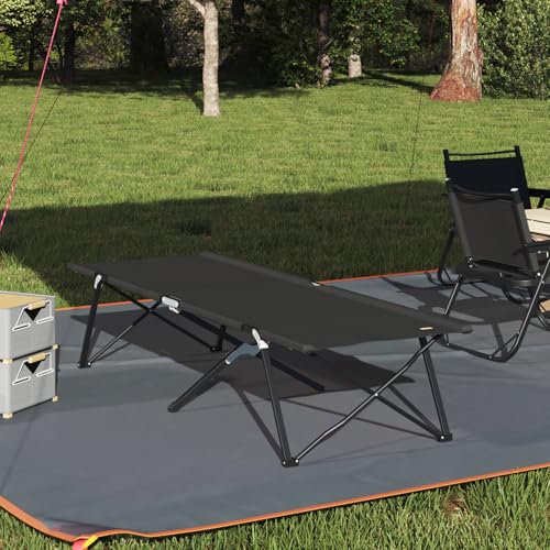 SKM Klappbare Sonnenliege mit Tragetasche Schwarz 600D Ox -Stoff,Sportartikel, Outdoor-Aktivitäten, Camping & Wandern, Camping-Möbel, Feldbetten,Schwarz,7.6KG,42003163