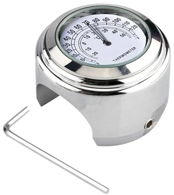 22-25MM Moto rcycle Uhr Thermometer Temp Gauge Wasserdicht Moto rcycle Zubehör Lenker Uhr Moto Styling Moto zubehör(Thermometer White)
