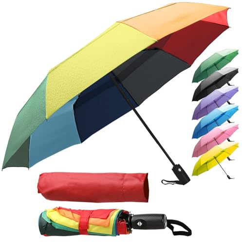 ZENO Regenschirm Taschenschirm Kompakt – Automatik Windfest Klein, Faltbarer Reise-Regenschirm für Damen & Herren, Stabil mit 9 Fiberglas-Rippen, Wasserabweisend Teflon