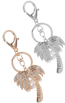 TOYANDONA 2pcs Sparkly Keychain Rhinestone Coconut Tree Charm Keychains for Backpacks Purse Charms Cute Key Rings Bag Pendant