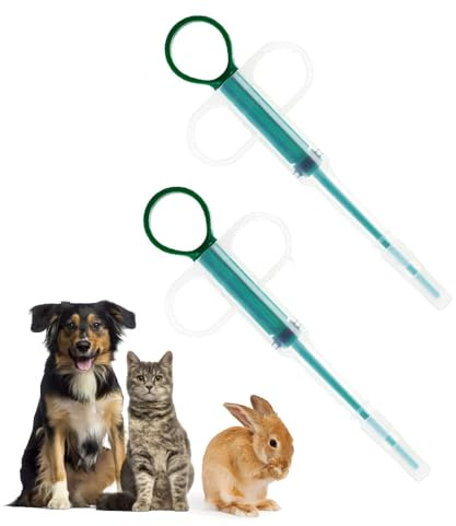 BEIWAOK 2-Pack Pet Pill Gun for Cats and Dogs,15cm Plastic Reusable Pill Dispenser & Medication Applicator with Plunger for Worming Tablets, Easy Oral Drug Administering Tool