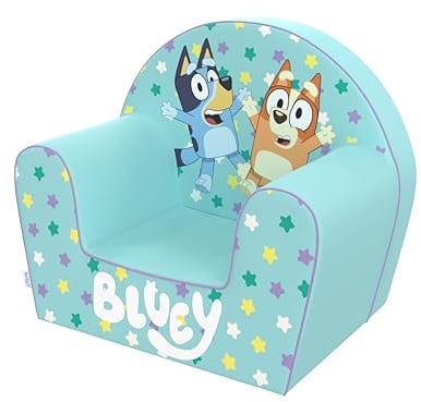 Bluey and Bingo Kids Foam Armchair, Toddler Sofa Chair Design, Soft Foam Seat, Lightweight & Comfortable (Blue)