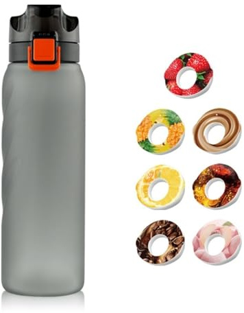 1000ml Scent Ring Water Bottle with Flavor Pods, 0 Sugar 0 Calorie Sports Water Bottle, Leak Proof Water Jug for Gym Outdoor Daily Use