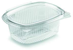CONTITAL B03 | Contenitori per Alimenti 500 CC con Coperchio a Cerniera | Vaschette Ovali Monouso in PET | Ideali per Take Away e Conservazione | Vaschette Plastica per Cibo da Asporto | 100 Pezzi