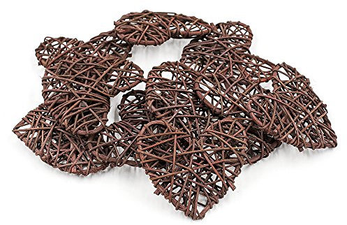 Natur-Rattan-Herz für Weihnachten Geburtstagsfeier & Zuhause Hochzeitsfeier Hochzeitsdekoration Ornament 20 Stück/Pack, 7 cm, coffee, 7CM